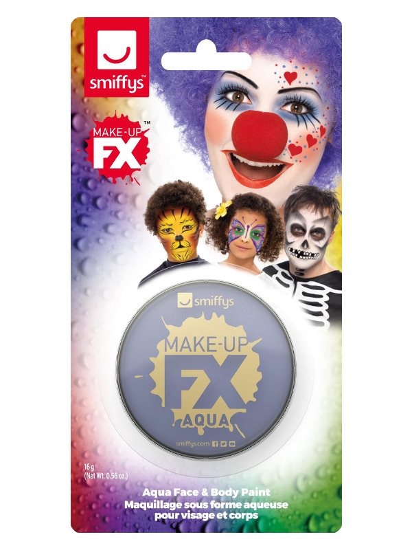 Smiffys Make-Up FX, on Display Card, Purple, Aqua Face and Body Paint, 16ml, Water Based