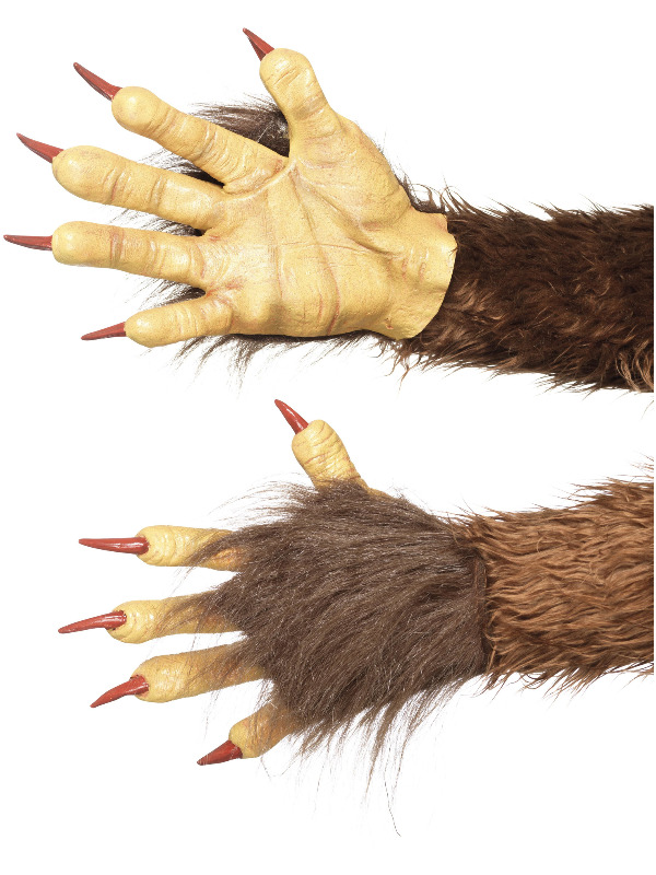 Beast / Krampus Demon Gloves, Brown, Latex, with Fur