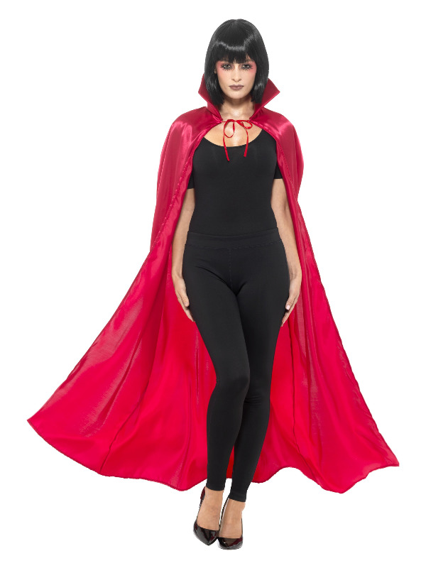 Satin Devil Cape, Red, 144cm/57in