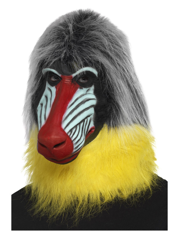 Baboon Mask, Grey, Latex, Full Overhead