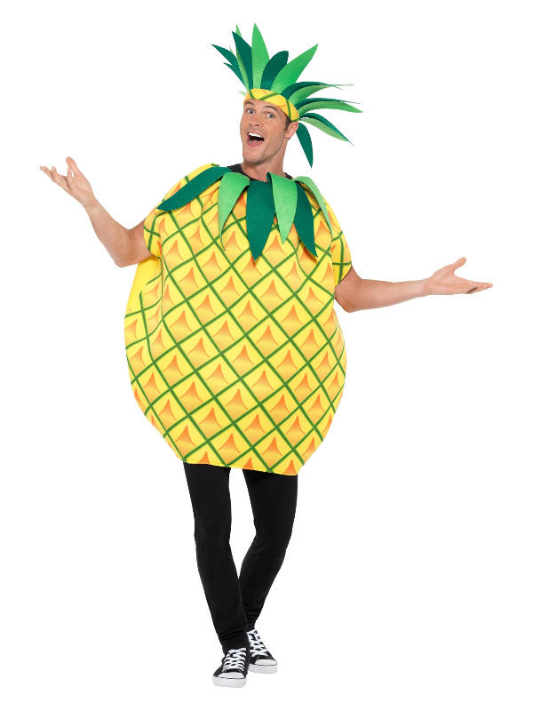 Pineapple Costume, Yellow, with Tabard & Leaf Crown Headband