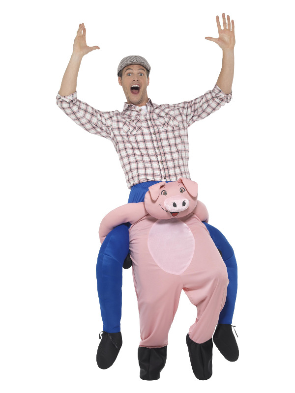 Piggyback Pig Costume, Pink, One Piece Suit with Mock Legs