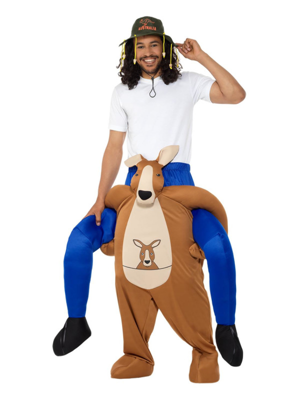 Piggyback Kangaroo Costume, Brown, with One Piece Suit & Mock Legs