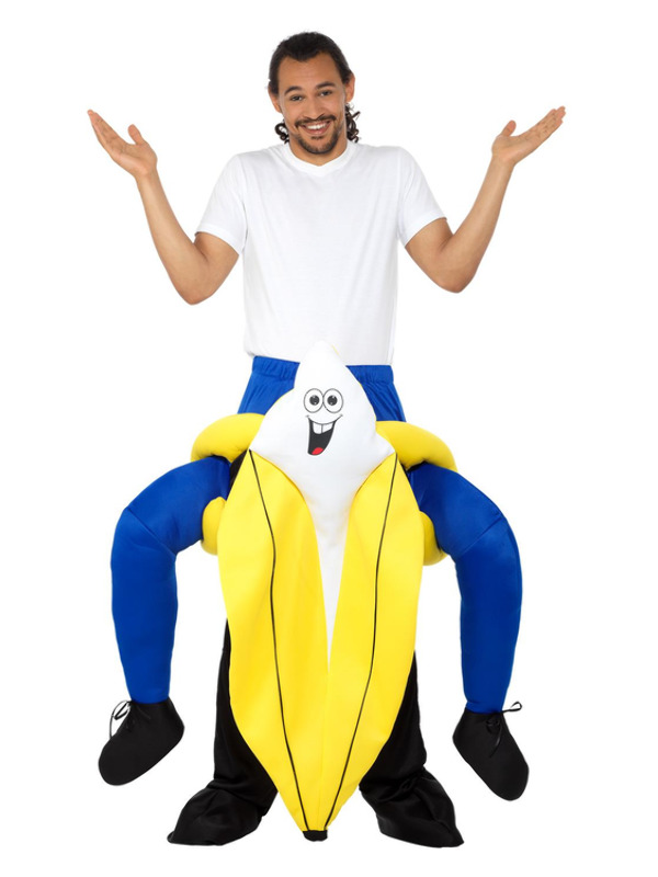 Piggyback Banana Costume, Yellow, with One Piece Suit & Mock Legs