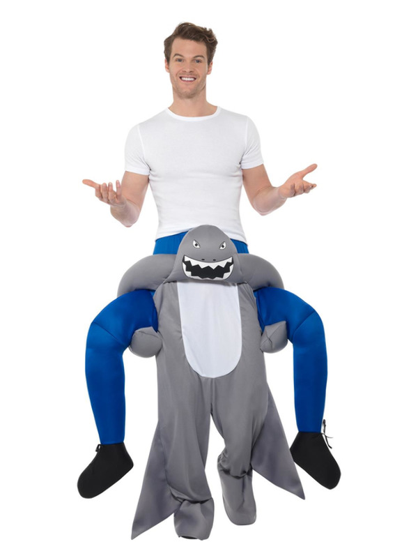 Piggyback Shark Costume, Grey, One Piece Suit with Mock Legs