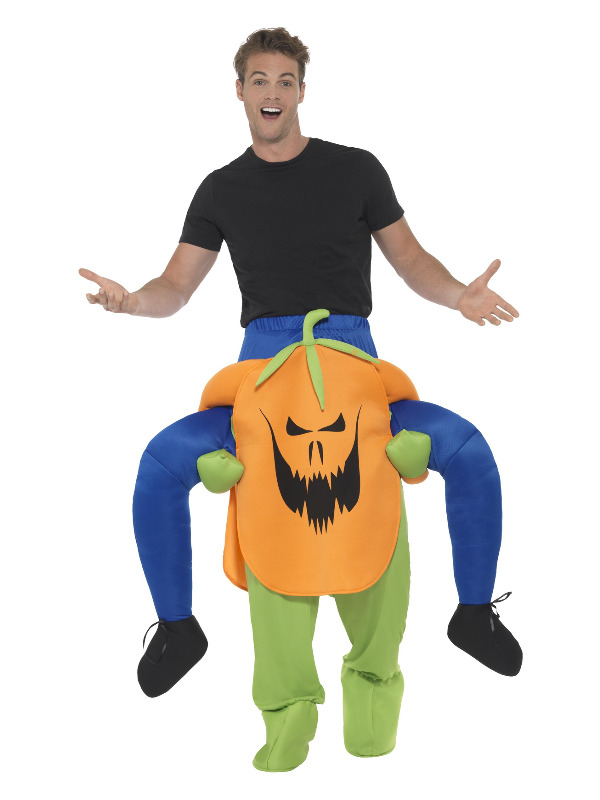 Piggyback Pumpkin Costume, Orange, One Piece Suit with Mock Legs