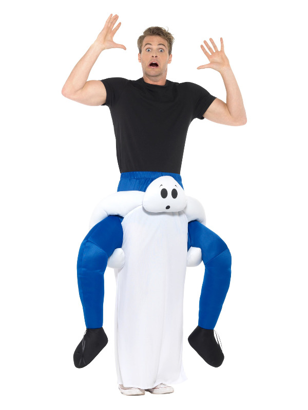 Piggyback Ghost Costume, White, One Piece Suit with Mock Legs
