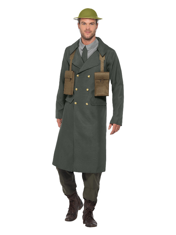 WW2 British Office Costume, with Trench Coat, Gree