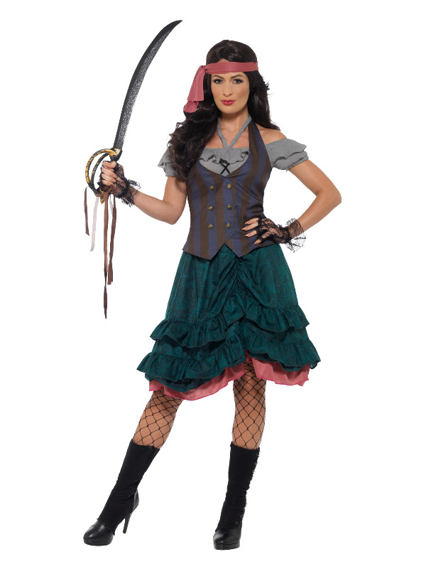 Deluxe Pirate Wench Costume, Multi-Coloured