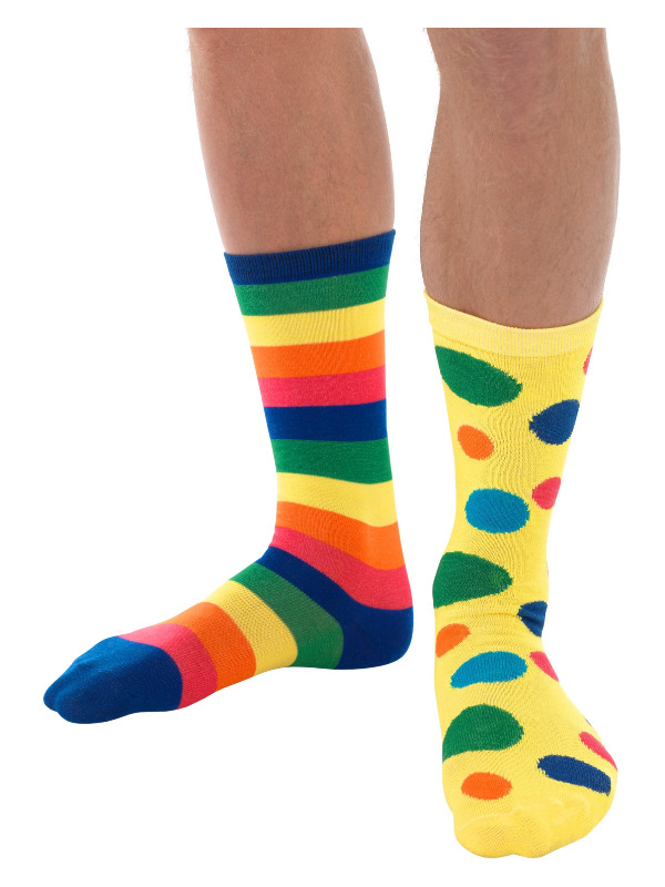 Big Top Clown Socks, Unisex, Multi-Coloured, with Spots & Stripes
