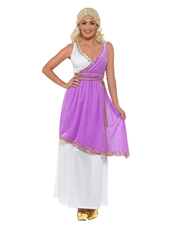 Grecian Goddess Costume, White & Purple