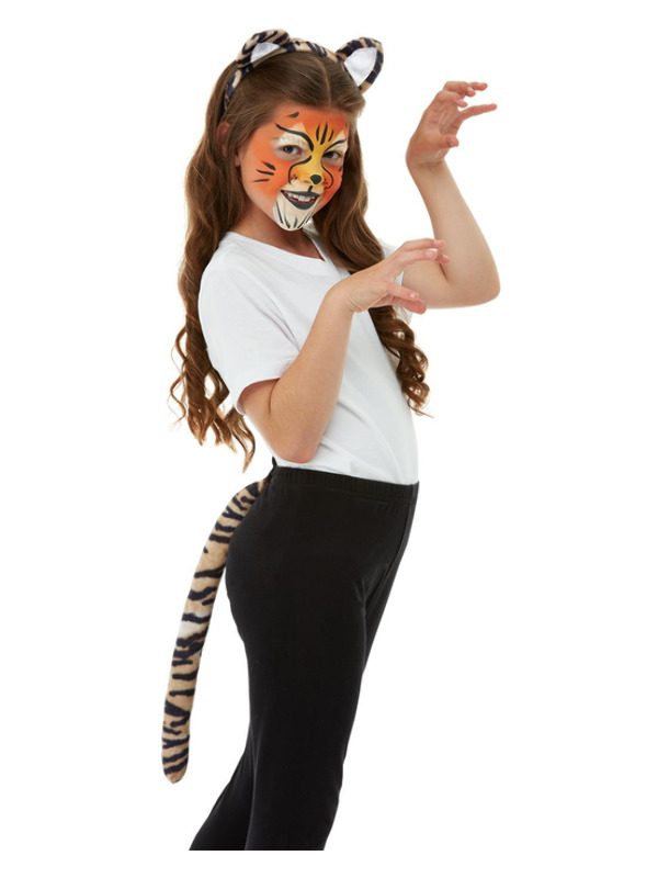 Smiffys Make-Up FX, Kids Tiger Kit, Aqua, with Palette, Applicators, Headband & Tail