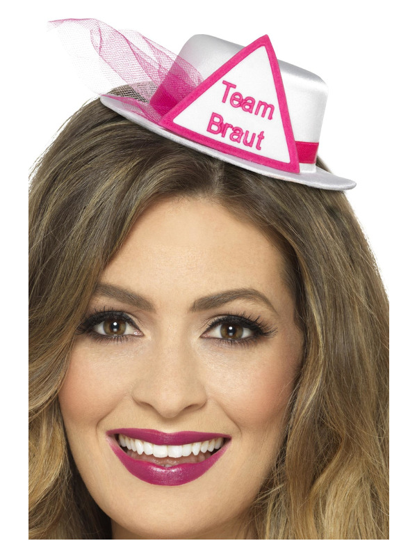 Team Braut Hat, White, with Hairclip & Veil