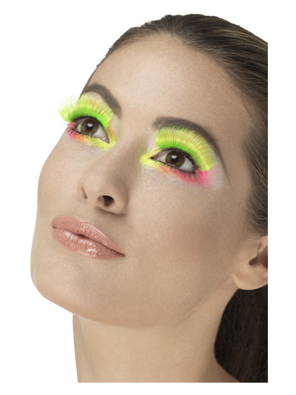 80s Party Eyelashes, Neon Green, Contains Glue