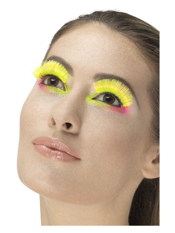 80s Party Eyelashes, Neon Yellow, Contains Glue