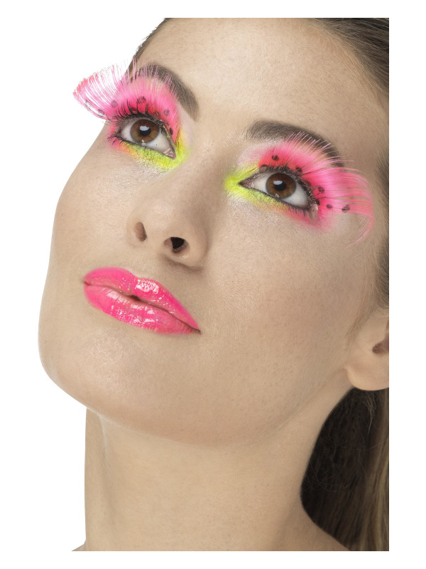 80s Polka Dot Eyelashes, Neon Pink, Contains Glue