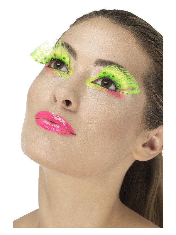 80s Polka Dot Eyelashes, Neon Green, Contains Glue