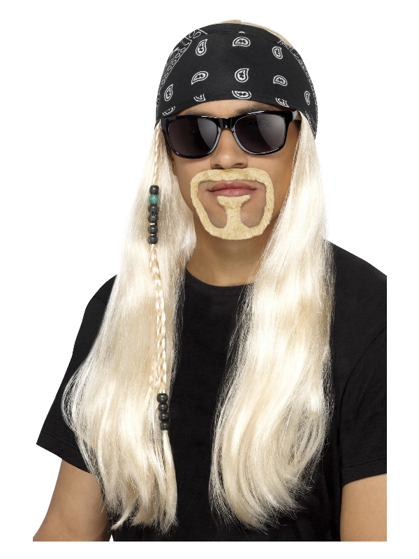 Hard Rocker Kit, Blonde, with Wig, Bandana, Beard & Glasses