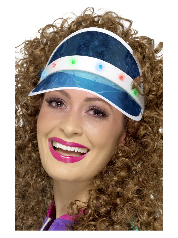 80s Light Up Visor, Blue, with Multi-Function LED Lights