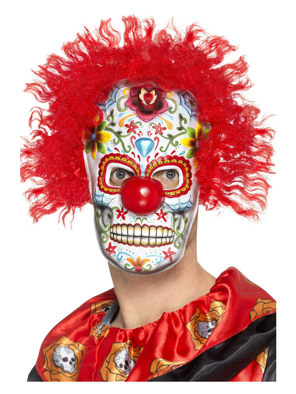 Day of the Dead Clown Mask, Multi-Coloured, EVA