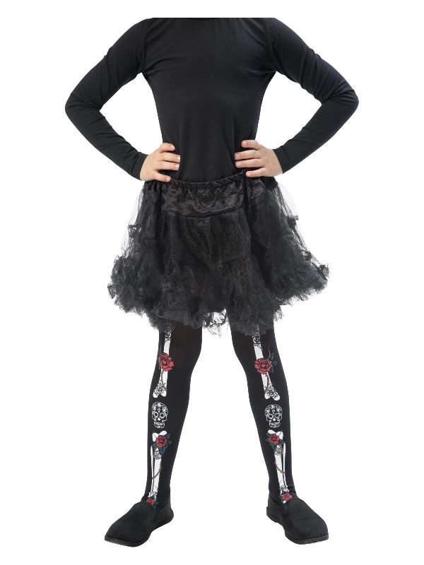 Day of the Dead Tights, Child, Black, Age 6-12