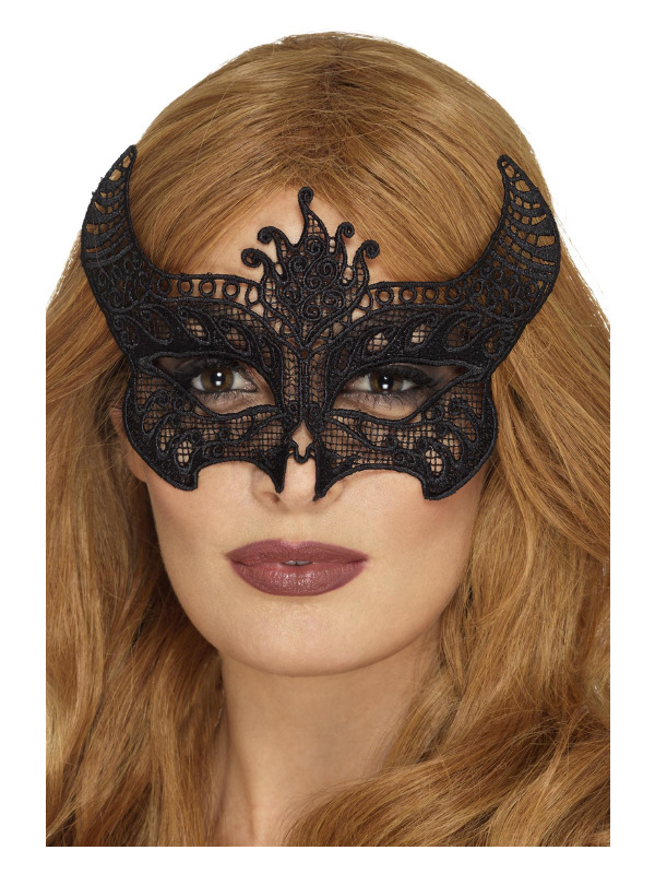 Lace Filigree Devil Mask, Black