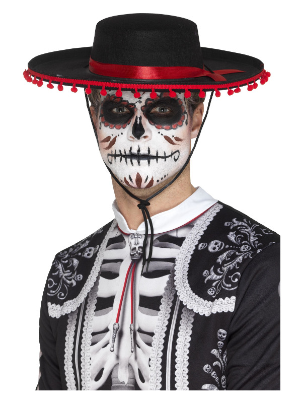 Day of the Dead Senor Hat, Black & Red