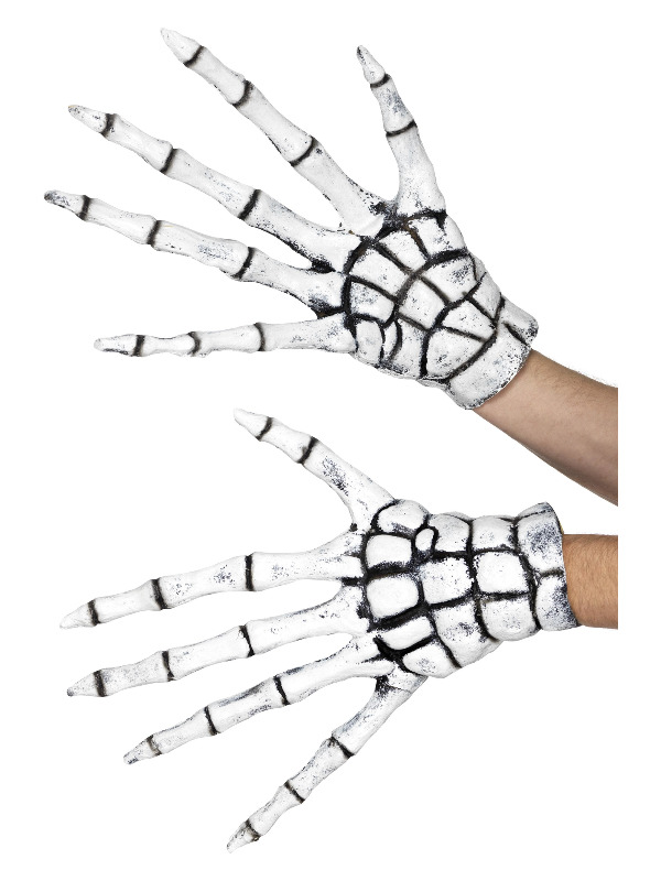 Grim Reaper/Skeleton Gloves, White, Latex, Extra Long