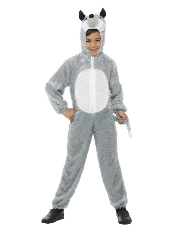 Wolf Costume, Grey, with Hooded Jumpsuit