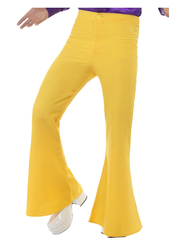 Flared Trousers, Mens, Yellow