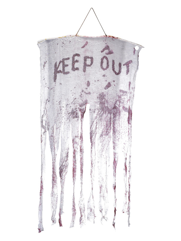 Keep Out Bloody Hanging Decoration, White & Red, 90x150cm / 35x59in