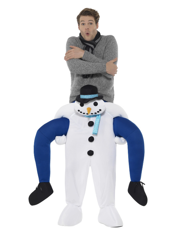 Piggyback Snowman Costume, White, One Piece Suit with Mock Legs