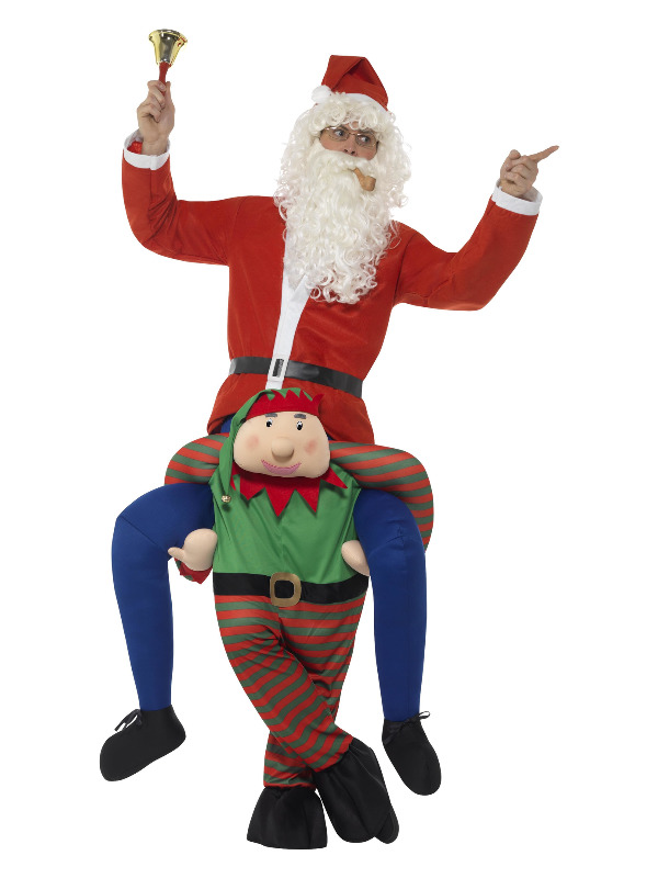 Piggyback Elf Costume, Green, One Piece Suit with Mock Legs