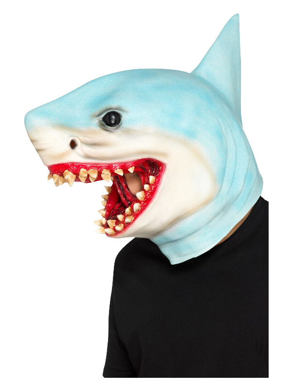 Shark Overhead Mask, Blue, Latex