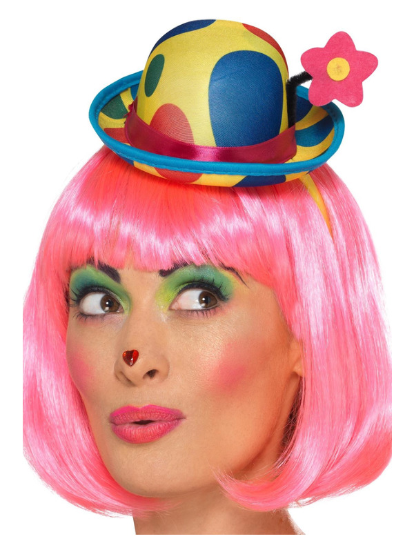 Clown Mini Hat Headband, Multi-Coloured, Adult