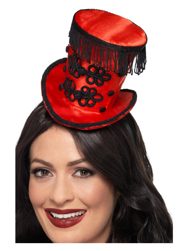 Ring Master Mini Hat, Red, on Headband