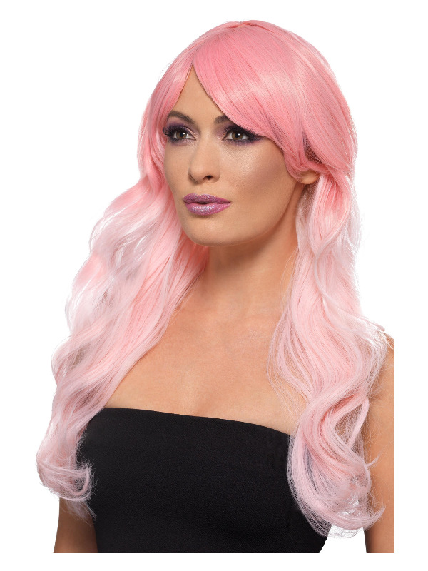 Fashion Ombre Wig, Wavy, Long, Pink, Heat Resistant/ Styleable