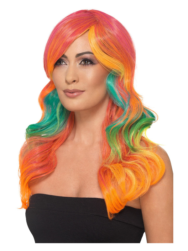 Fashion Rainbow Wig, Wavy, Long, Multi-Coloured, Heat Resistant/ Styleable
