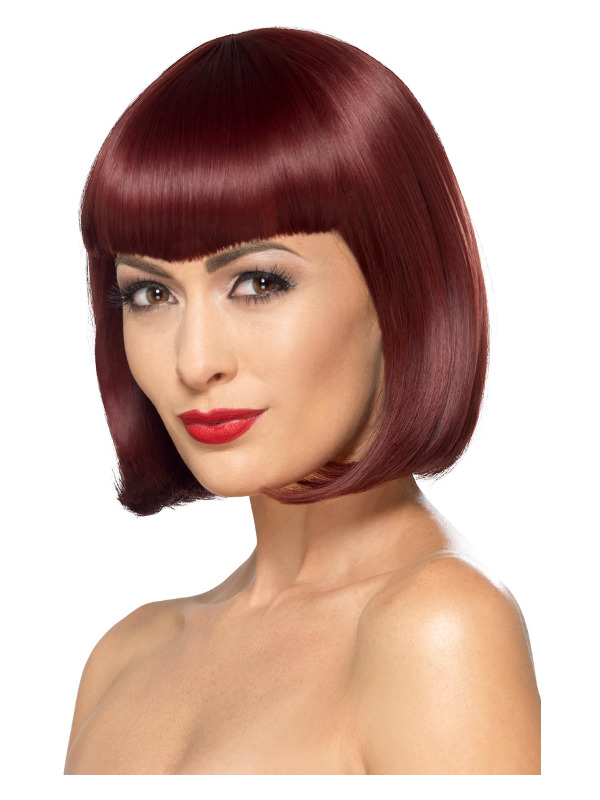 Deluxe Bob Wig With Shaped Fringe, Cherry, Heat Resistant/ Styleable
