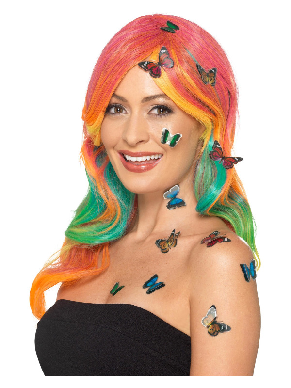 Smiffys Make-Up FX, 3D Butterfly Stickers, Multi-Coloured, 12Pk