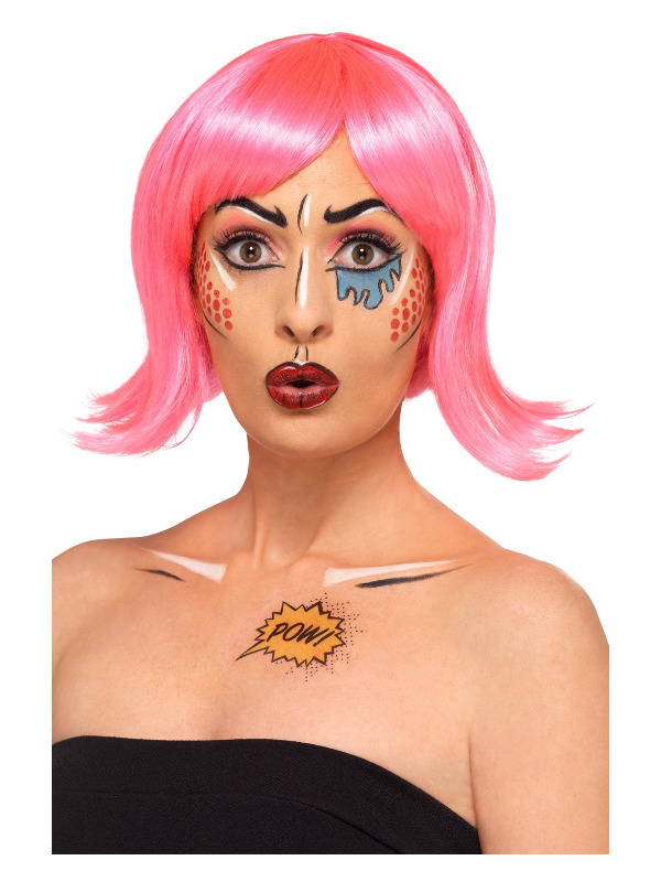 Smiffys Make-Up FX, Pop Art Kit, Aqua, Multi-Coloured, Face Paints, Crayon, Stencil, Sticker & Applicator