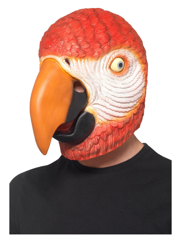 Parrot Latex Mask, Red, Overhead