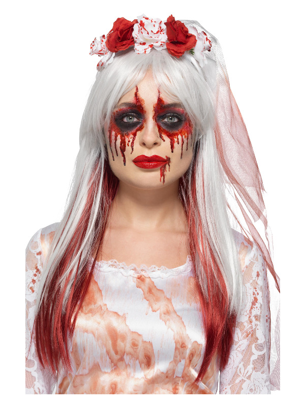 Smiffys Make-Up FX, Blood Drip Bride Kit, Aqua, Multi-Coloured, Face Paints, Blood Tube, Glitter Pot & Applicators