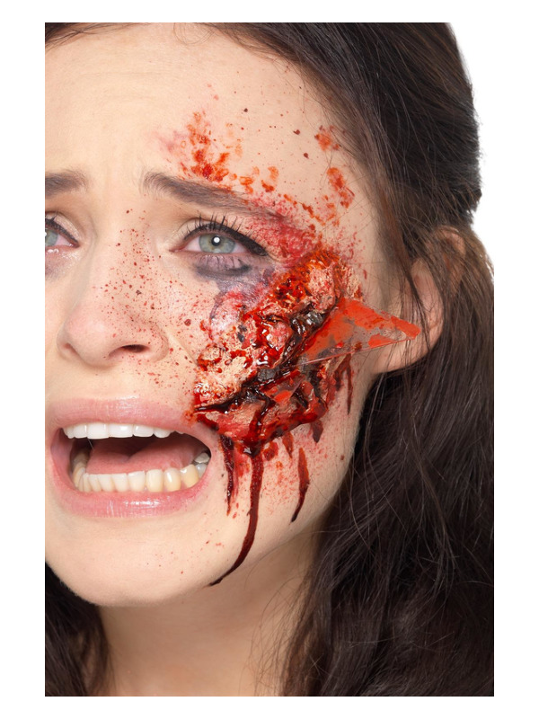 Smiffys Make-Up FX, Latex Broken Glass Wound, Red, with Adhesive