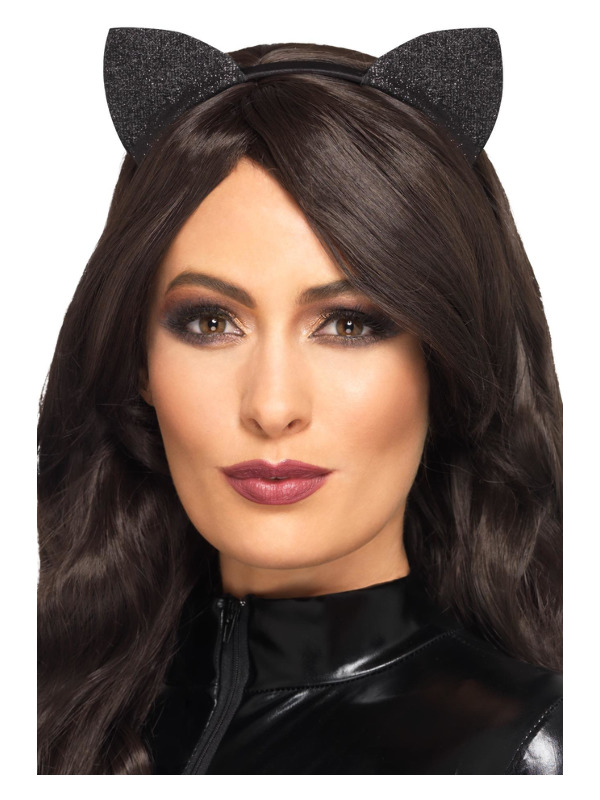 Glitter Vinyl Cat Ears, Black