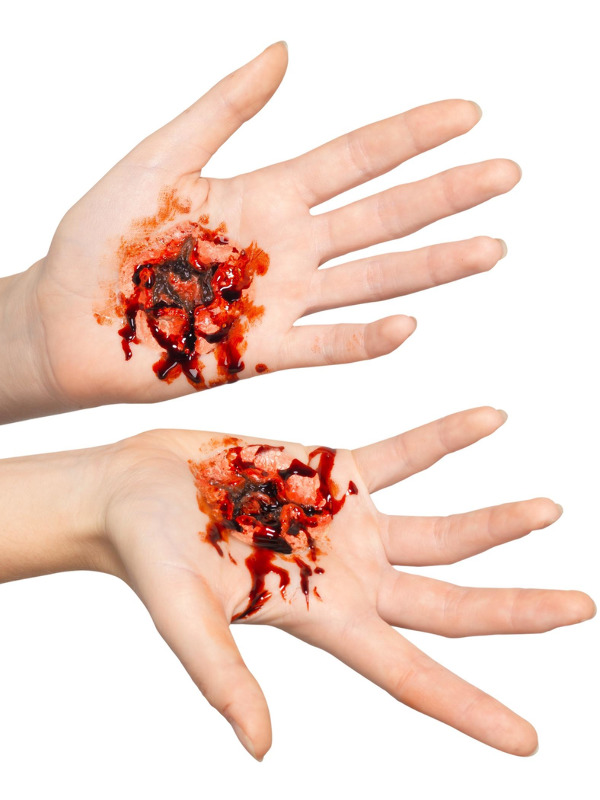 Smiffys Make-Up FX, Latex Stigmata Wounds, Red, with Adhesive