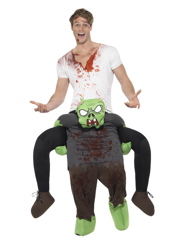 Piggyback Zombie Costume, Green & Grey, One Piece Suit with Mock Legs