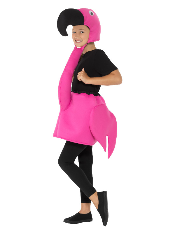 Kids Flamingo Costume, Pink, with Tabard & Hooded Neckpiece