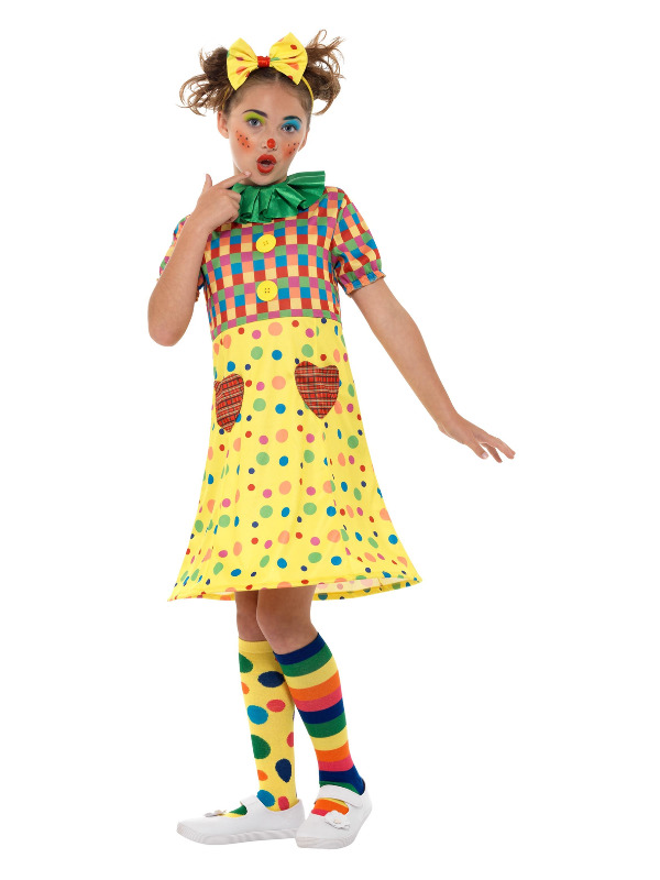 Girls Clown Costume, Multi-Coloured