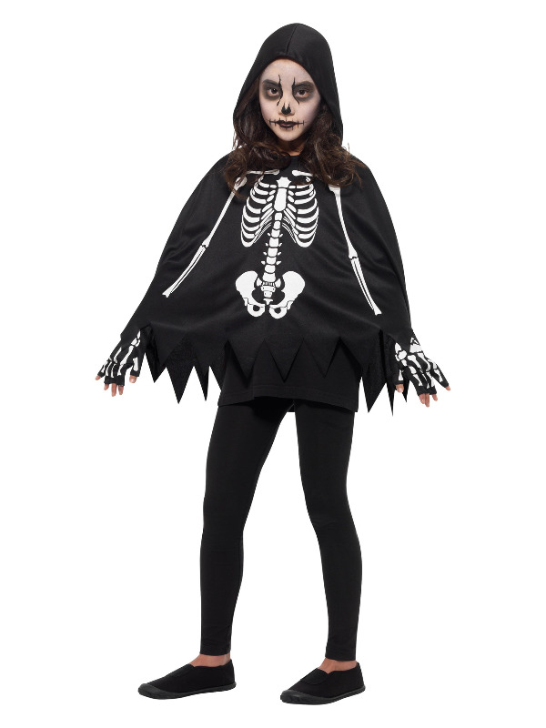 Skeleton Kit, Black & White, with Poncho & Gloves